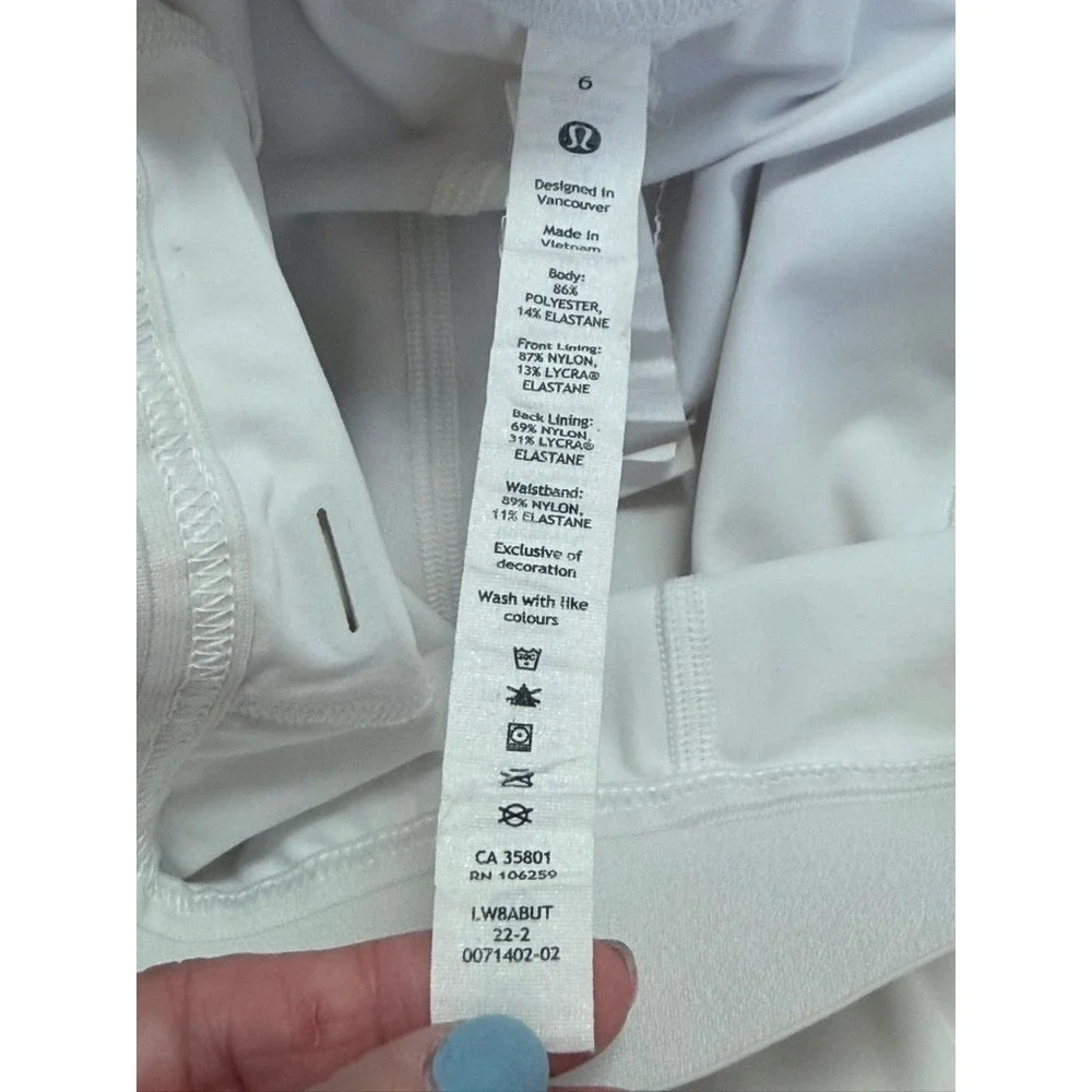 Lululemon Court Rival High-Rise Skirt White 6 Tiered Tennis Skort Pickleball